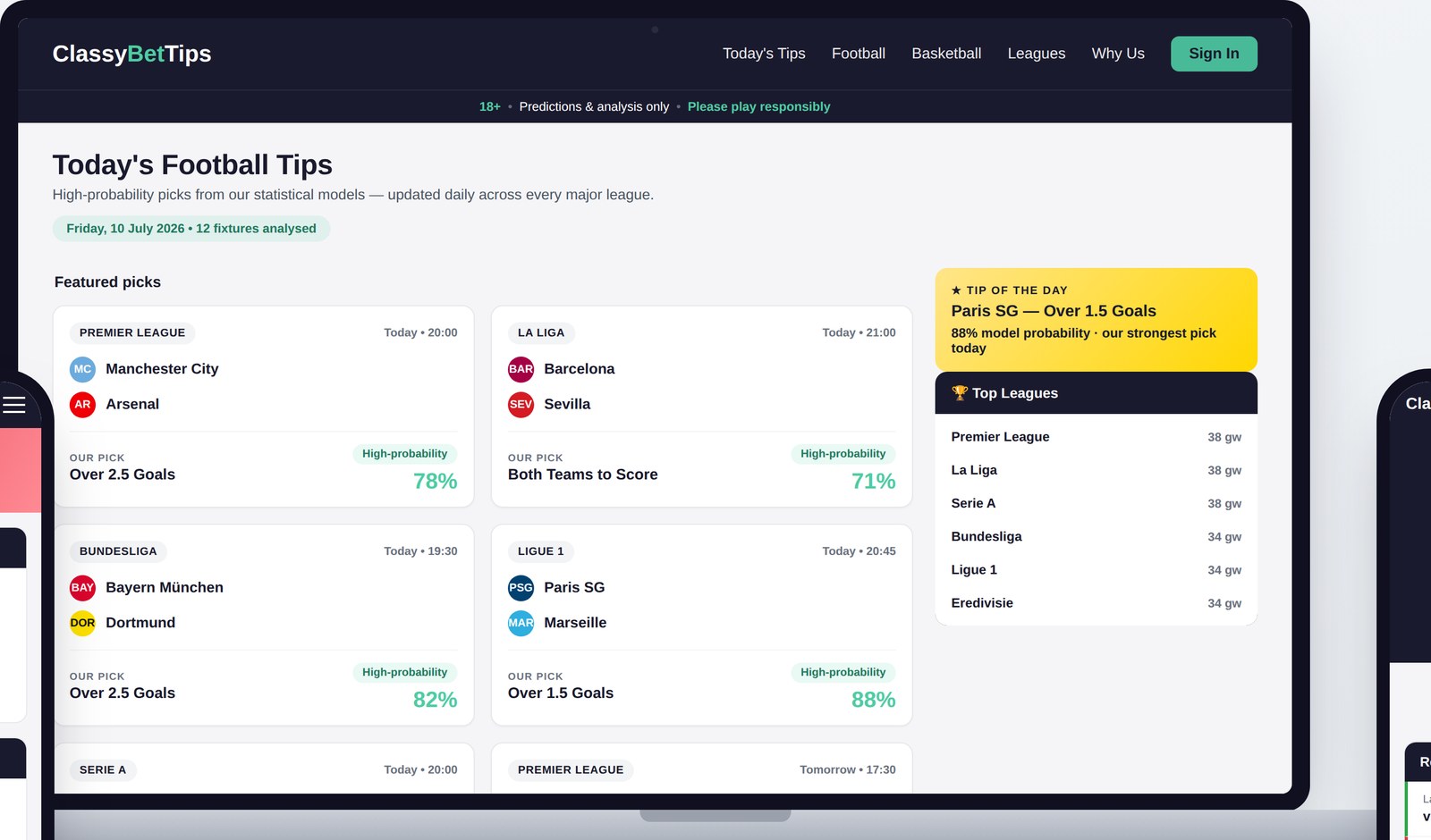 ClassyBetTips — Today's tips — desktop feed