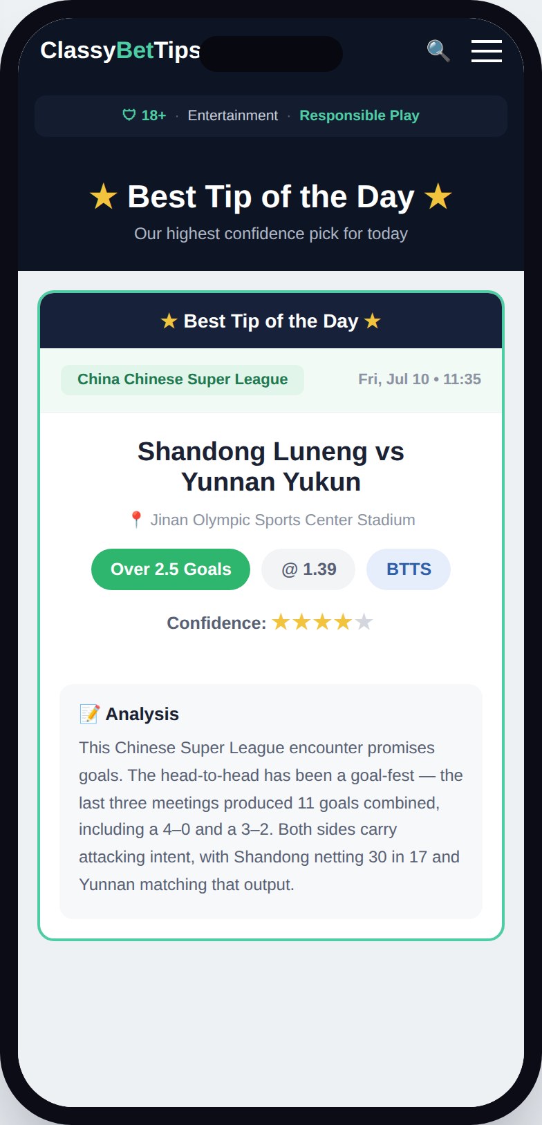 ClassyBetTips — Best tip of the day